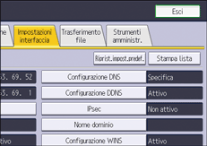 Illustrazione della schermata sul pannello di controllo