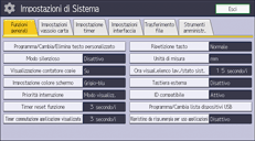 Illustrazione della schermata sul pannello di controllo