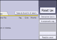 Illustrazione della schermata sul pannello di controllo