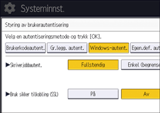 Illustrasjon av betjeningspanelet