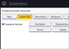 Illustrasjon av betjeningspanelet