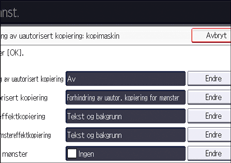 Illustrasjon av betjeningspanelet