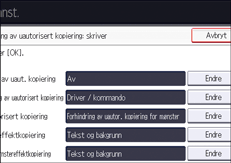 Illustrasjon av betjeningspanelet