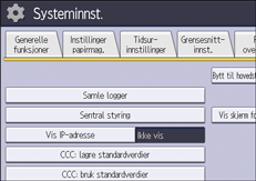 Illustrasjon av betjeningspanelet