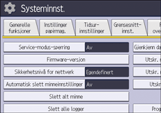 Illustrasjon av betjeningspanelet