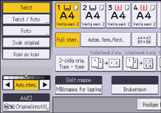 Illustrasjon av betjeningspanelet