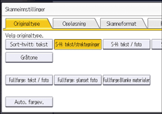 Illustrasjon av betjeningspanelet