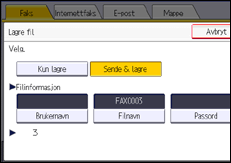Illustrasjon av betjeningspanelet