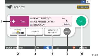 Genummerde afbeelding van het scherm van het bedieningspaneel
