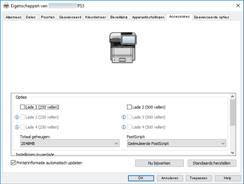 Illustratie stuurprogrammascherm
