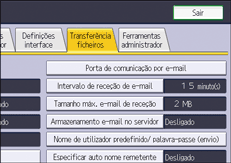 Ilustração do ecrã do painel de operação
