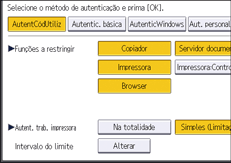 Ilustração do ecrã do painel de operação