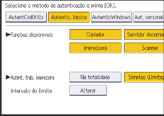 Ilustração do ecrã do painel de operação