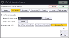 Ilustração do ecrã do painel de operação