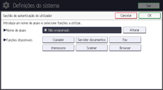 Ilustração do ecrã do painel de operação
