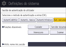 Ilustração do ecrã do painel de operação