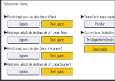 Ilustração do ecrã do painel de operação
