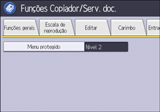 Ilustração do ecrã do painel de operação