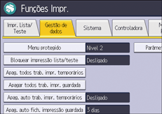 Ilustração do ecrã do painel de operação