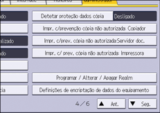 Ilustração do ecrã do painel de operação