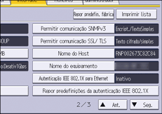 Ilustração do ecrã do painel de operação