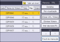 Ilustração do ecrã do painel de operação