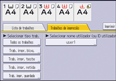 Ilustração do ecrã do painel de operação