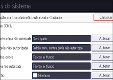 Ilustração do ecrã do painel de operação