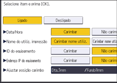 Ilustração do ecrã do painel de operação