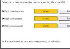 Ilustração do ecrã do painel de operação