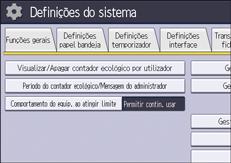 Ilustração do ecrã do painel de operação