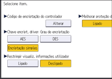 Ilustração do ecrã do painel de operação