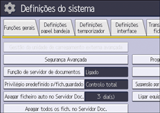 Ilustração do ecrã do painel de operação