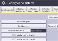 Ilustração do ecrã do painel de operação