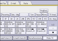 Ilustração do ecrã do painel de operação