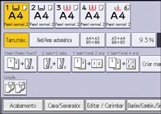 Ilustração do ecrã do painel de operação
