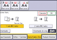 Ilustração do ecrã do painel de operação