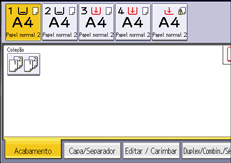 Ilustração do ecrã do painel de operação