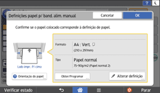 Ilustração do ecrã do painel de operação
