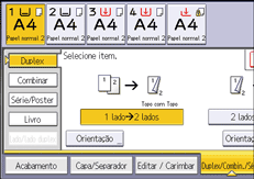 Ilustração do ecrã do painel de operação