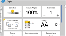 Ilustração do ecrã do painel de operação