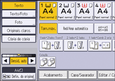 Ilustração do ecrã do painel de operação