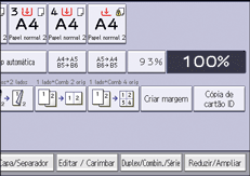Ilustração do ecrã do painel de operação