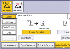 Ilustração do ecrã do painel de operação
