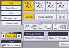 Ilustração do ecrã do painel de operação