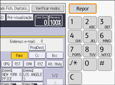 Ilustração do ecrã do painel de operação