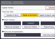 Ilustração do ecrã do painel de operação