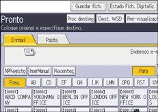 Ilustração do ecrã do painel de operação