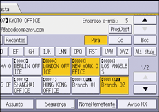 Ilustração do ecrã do painel de operação