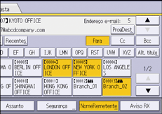 Ilustração do ecrã do painel de operação